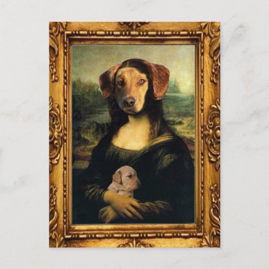 Mona Lisa's Dog - Golda Lisa - beroemd portret Briefkaart (Voorkant)