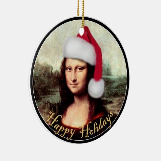 Mona Lisa's kerstkerstkerstkerstkerstfeest Keramisch Ornament (Rechts)