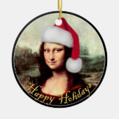 Mona Lisa's kerstkerstkerstkerstkerstfeest Keramisch Ornament (Voorkant)