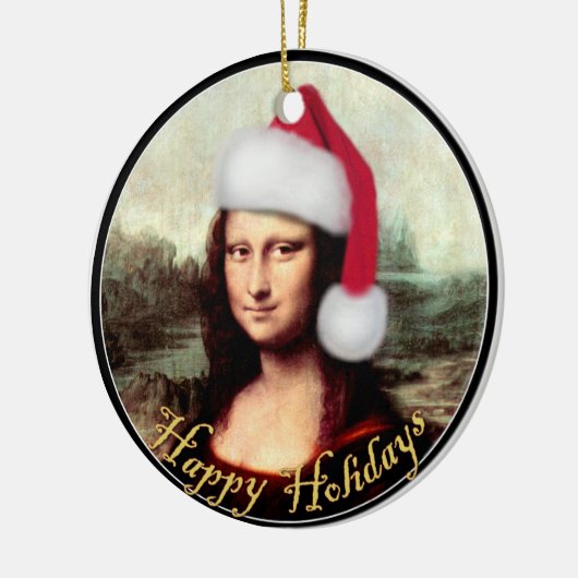 Mona Lisa's kerstkerstkerstkerstkerstfeest Keramisch Ornament (Links)