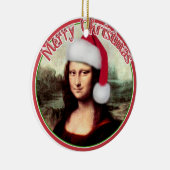 Mona Lisa's kerstkerstkerstkerstkerstfeest Keramisch Ornament (Rechts)