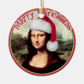 Mona Lisa's kerstkerstkerstkerstkerstfeest Keramisch Ornament (Voorkant)