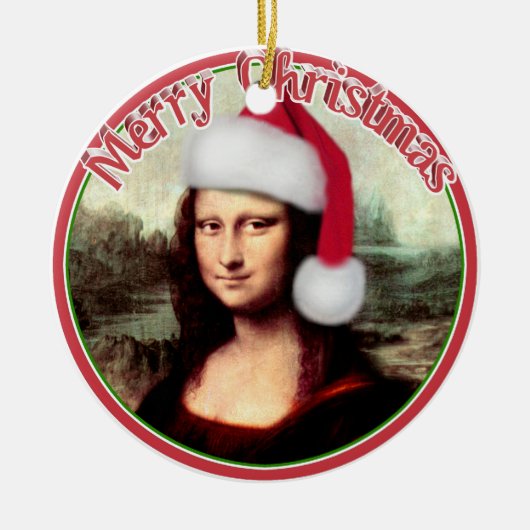Mona Lisa's kerstkerstkerstkerstkerstfeest Keramisch Ornament (Voorkant)