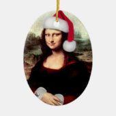 Mona Lisa's kerstkerstkerstkerstkerstfeest Keramisch Ornament (Voorkant)