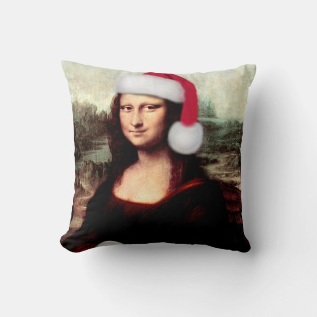 Mona Lisa's kerstkerstkerstkerstkerstfeest Kussen (Voorkant)