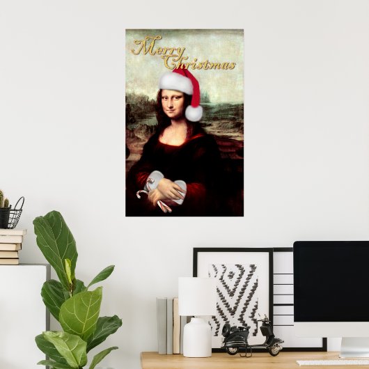 Mona Lisa's kerstkerstkerstkerstkerstfeest Poster (Thuiskantoor)