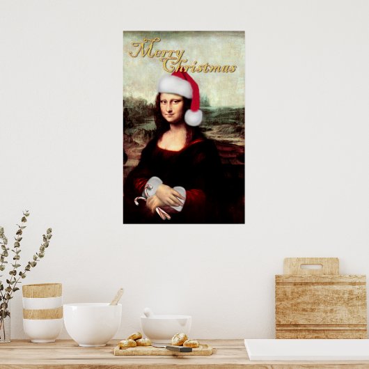 Mona Lisa's kerstkerstkerstkerstkerstfeest Poster (Keuken)