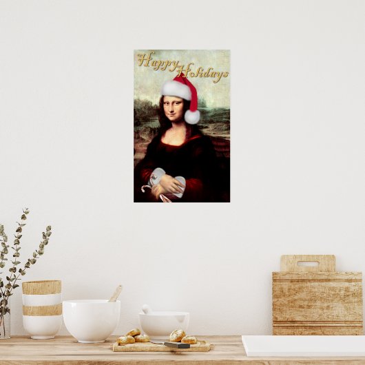 Mona Lisa's kerstkerstkerstkerstkerstfeest Poster (Keuken)