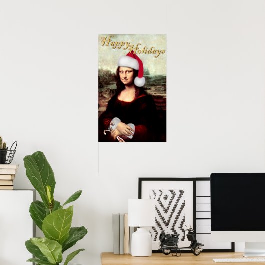 Mona Lisa's kerstkerstkerstkerstkerstfeest Poster (Thuiskantoor)
