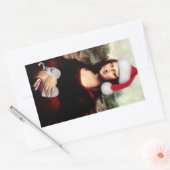 Mona Lisa's kerstkerstkerstkerstkerstfeest Rechthoekige Sticker (Envelop)