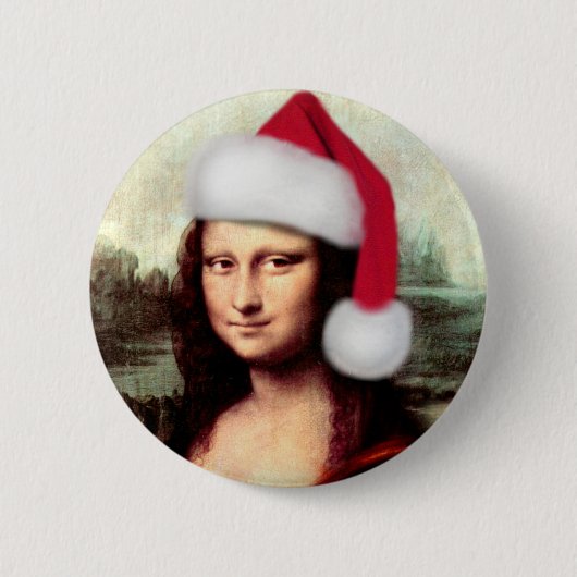 Mona Lisa's kerstkerstkerstkerstkerstfeest Ronde Button 5,7 Cm (Voorkant)