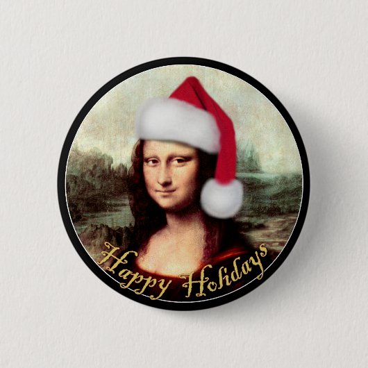 Mona Lisa's kerstkerstkerstkerstkerstfeest Ronde Button 5,7 Cm (Voorkant)