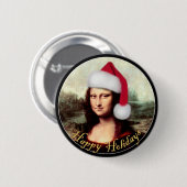Mona Lisa's kerstkerstkerstkerstkerstfeest Ronde Button 5,7 Cm (Voorkant /achterkant)