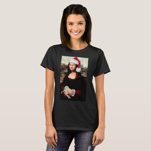 Mona Lisa's kerstkerstkerstkerstkerstfeest T-shirt (Voorkant volledig)