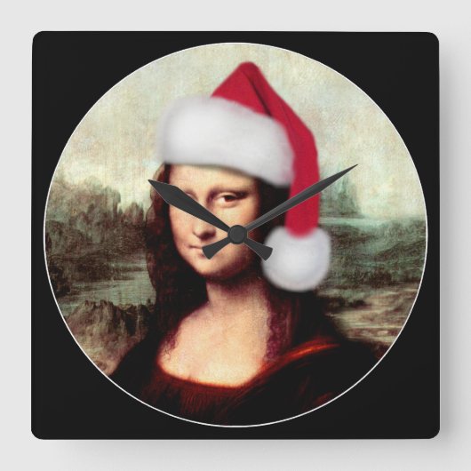 Mona Lisa's kerstkerstkerstkerstkerstfeest Vierkante Klok (Voorkant)