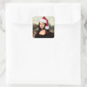 Mona Lisa's kerstkerstkerstkerstkerstfeest Vierkante Sticker (Tas)
