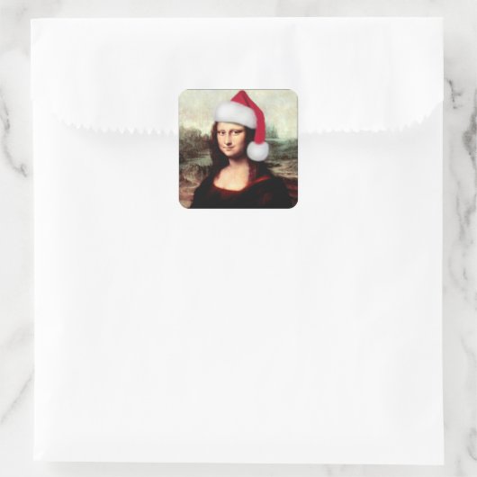 Mona Lisa's kerstkerstkerstkerstkerstfeest Vierkante Sticker (Tas)