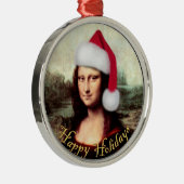 Mona Lisa's Kerstmis Metalen Ornament (Rechts)