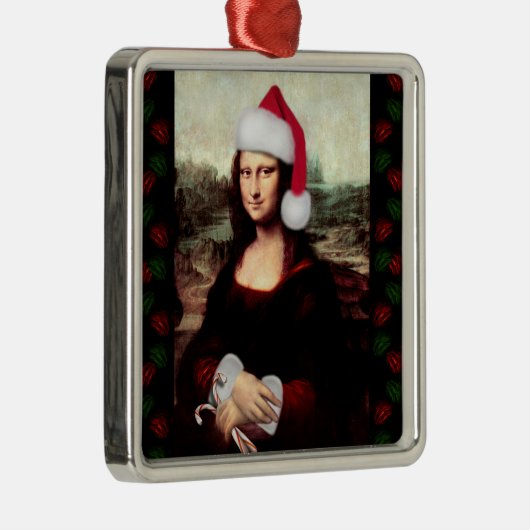 Mona Lisa's Kerstmis Metalen Ornament (Rechts)
