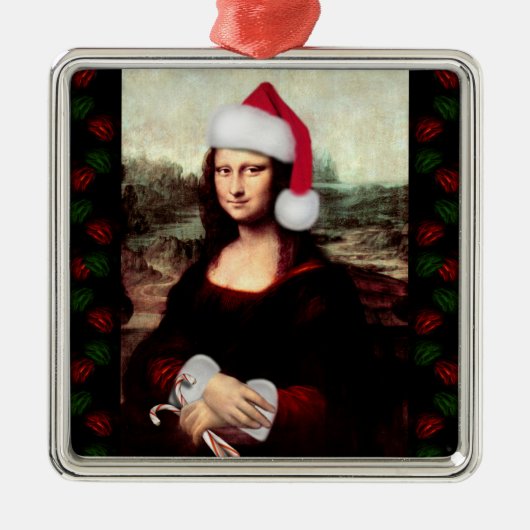 Mona Lisa's Kerstmis Metalen Ornament (Voorkant)