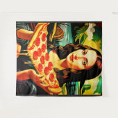 Mona Lisa's pizzamoment Extra Groot Tapijt Wandkleed (Voorkant (horizontaal))
