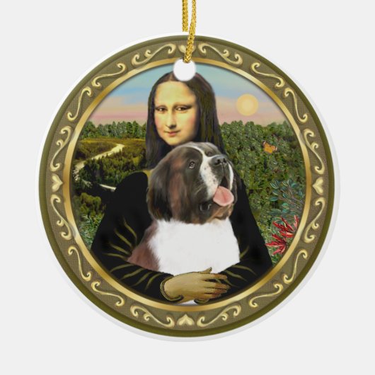 Mona Lisa's Sint-Bernard Keramisch Ornament (Voorkant)
