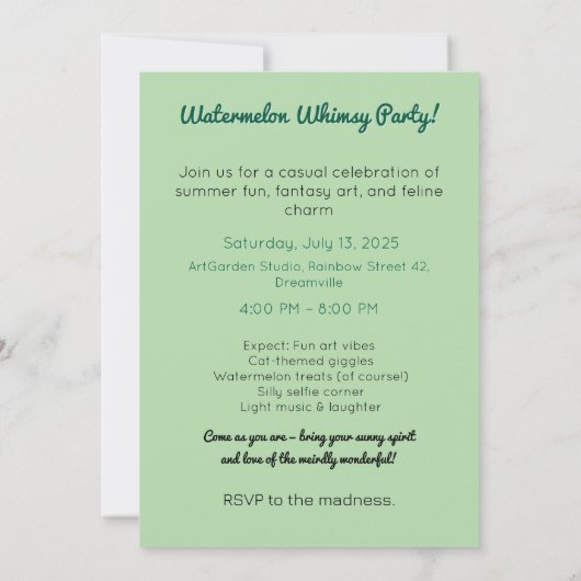 Mona Melon Summer Madness Kaart (Achterkant)