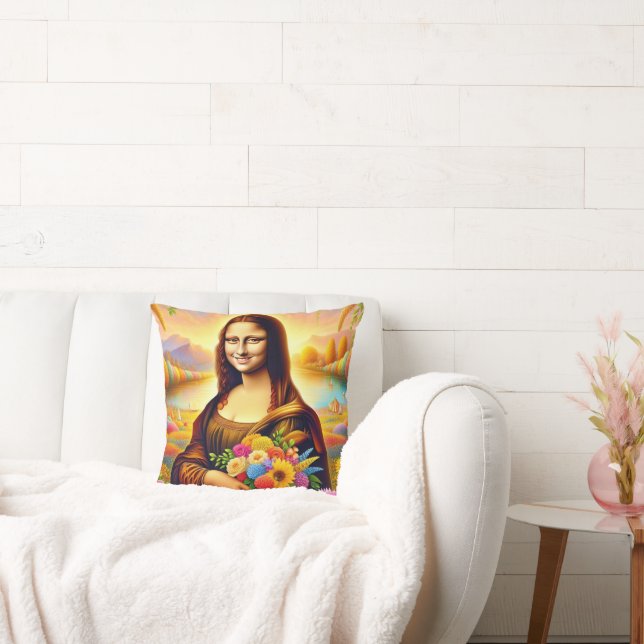 Mona met bloemen kussen (Bank)