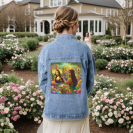 Mona tekenen Mona in een bloementuin Denim Jacket
