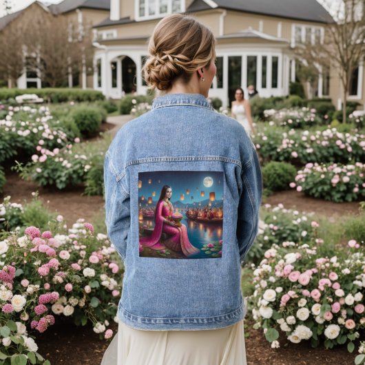 Mona tijdens het Roy Krathong Festival in Thailand Denim Jacket (Huwelijk Achterkant)