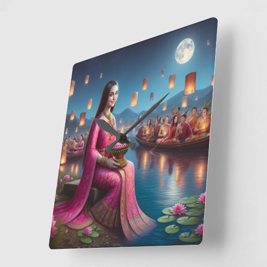 Mona tijdens het Roy Krathong Festival in Thailand Vierkante Klok (Hoek)