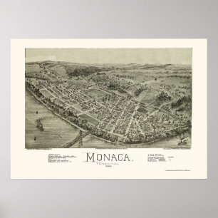 Monaca, PA Panorama Kaart - 1900 Poster