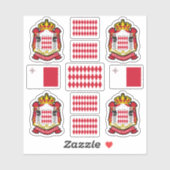Monacan state symbols / coat of arms and flag sticker (Vel)