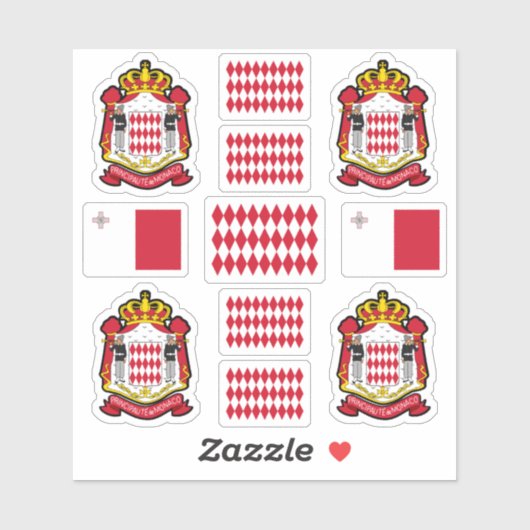 Monacan state symbols / coat of arms and flag sticker (Vel)