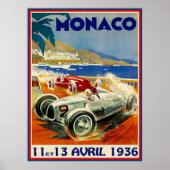 MONACO  1936 Grand Prix Auto Racing Print (Voorkant)