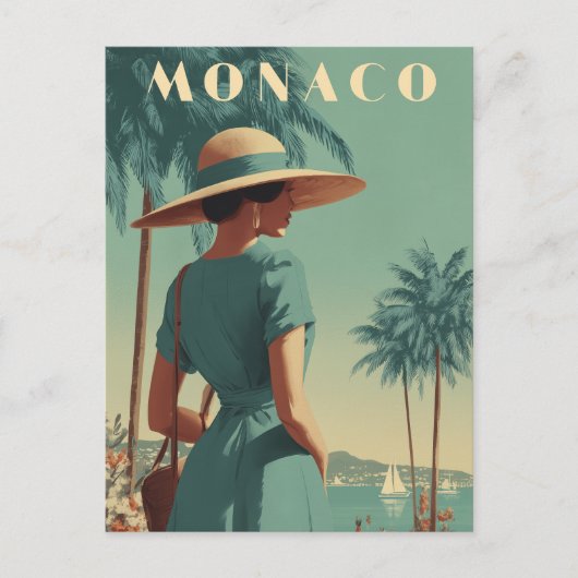 Monaco 50s mode vintage briefkaart (Voorkant)