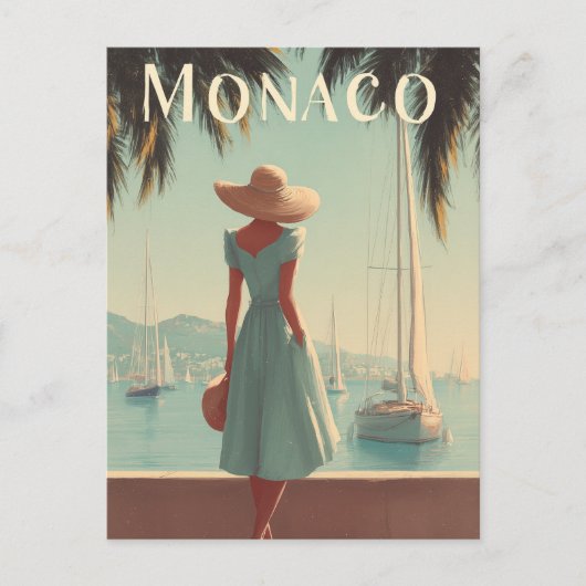 Monaco 50s vintage briefkaart (Voorkant)