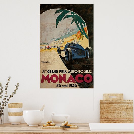 Monaco 5e Grote Prijs Automobiel 1933 2 Poster (Keuken)