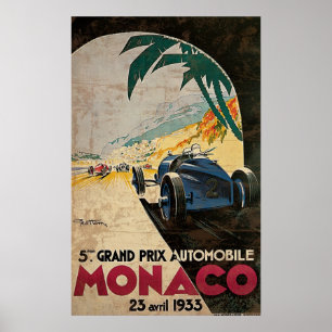 Monaco 5e Grote Prijs Automobiel 1933 2 Poster