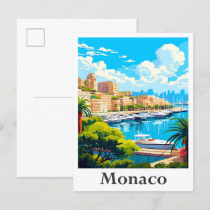 Monaco Art Vintage Travel Illustratie Briefkaart