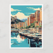 Monaco Art Vintage Travel Illustratie Briefkaart (Voorkant)