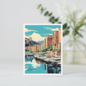 Monaco Art Vintage Travel Illustratie Briefkaart (Staand voorkant)