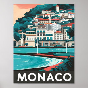 Monaco Art Vintage Travel Illustratie Poster
