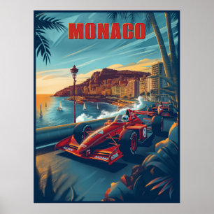 Monaco  Auto Race Reizen Poster