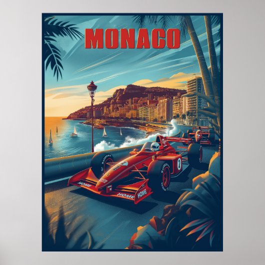 Monaco Auto Race Reizen Poster (Voorkant)