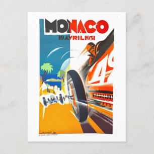  Monaco Auto Race Travel Poster Briefkaart