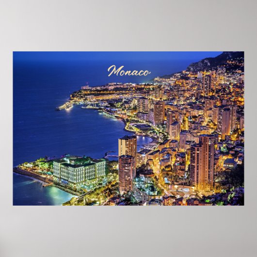 Monaco bij nacht poster (Voorkant)