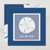 Monaco Blauwe Zanddollar Save the Date (Voorkant / Achterkant)