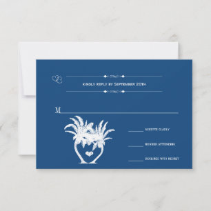 Monaco Blue Beach Palm Destination Chalkboard RSVP Kaartje