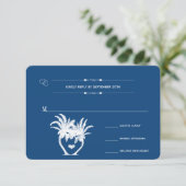 Monaco Blue Beach Palm Destination Chalkboard RSVP Kaartje (Staand voorkant)